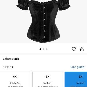 Daisy corsets  steel boned black velvet over bust corset with sleeves